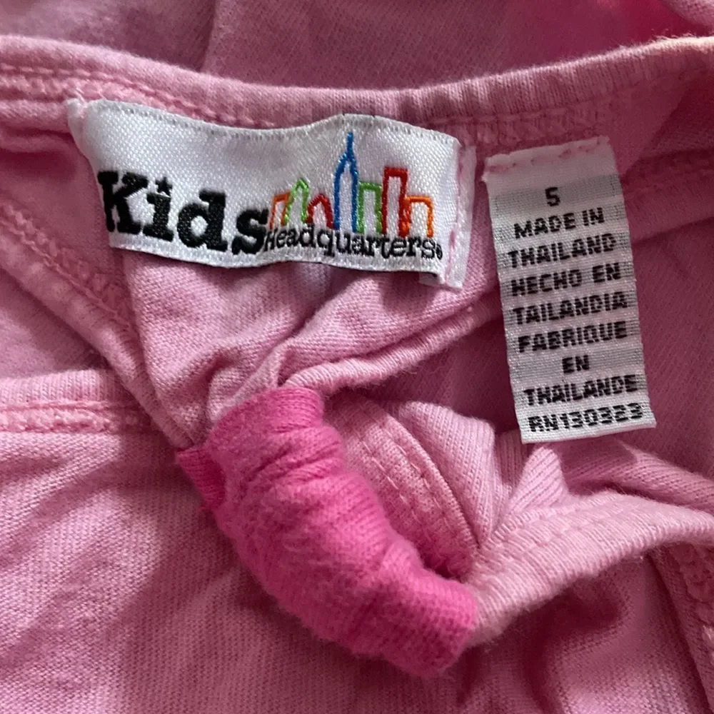 Kids Headquarters Girl’s 2-Piece Short Set Size 5 Pink Flamingo Summer Outfit